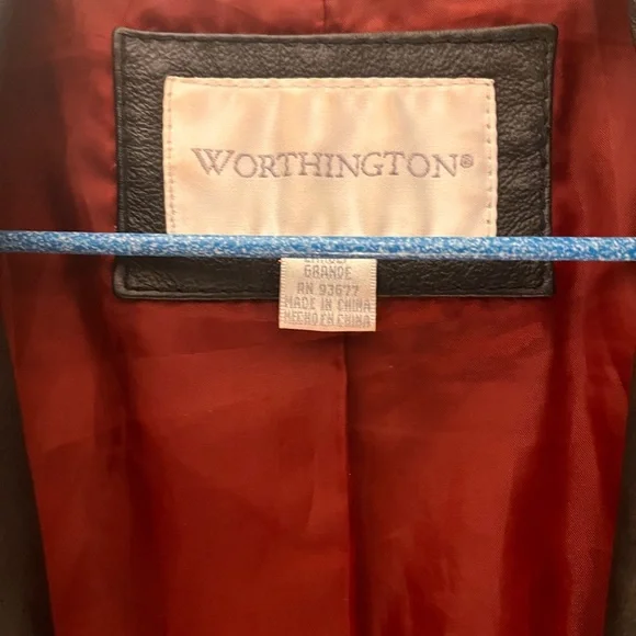 Worthington Black Leather Jacket with Red Lining - Picture 3 of 4